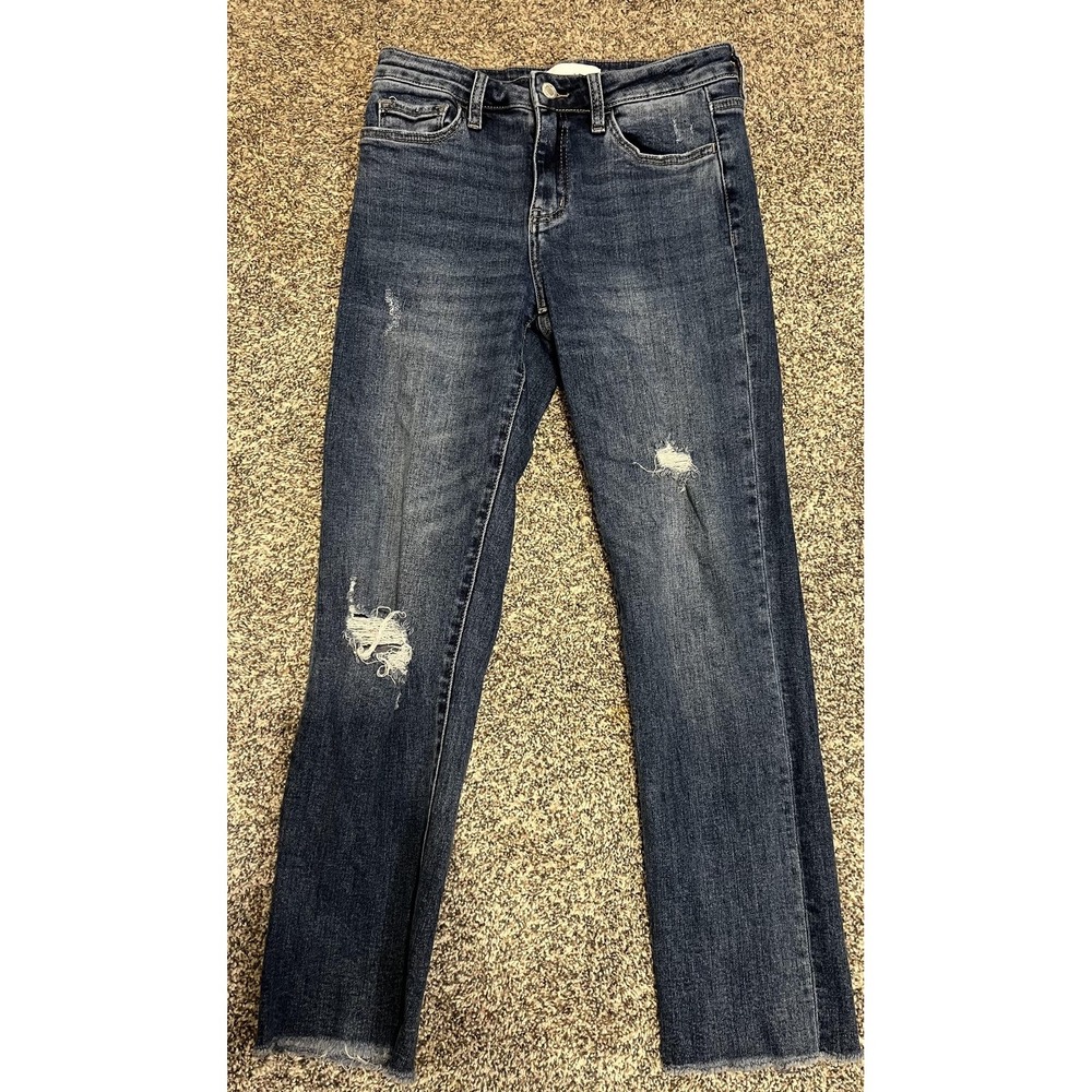 VERVET Jeans Womens 27 Blue Medium Wash Distressed Skinny Raw Hem‎ Ankle Denim